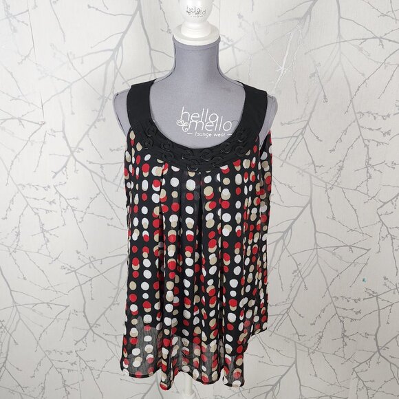 Roz & Ali Polkadot Artsy Rings Round Neck Flowy Tank - Picture 1 of 6
